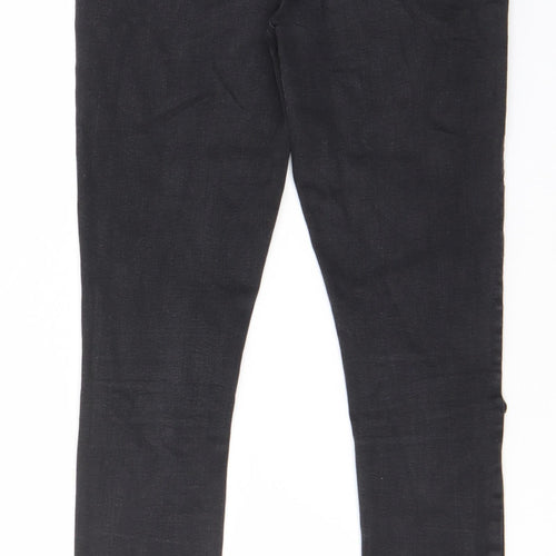 Denim & Co. Womens Black Cotton Skinny Jeans Size 12 L26 in Regular Zip - Open knee