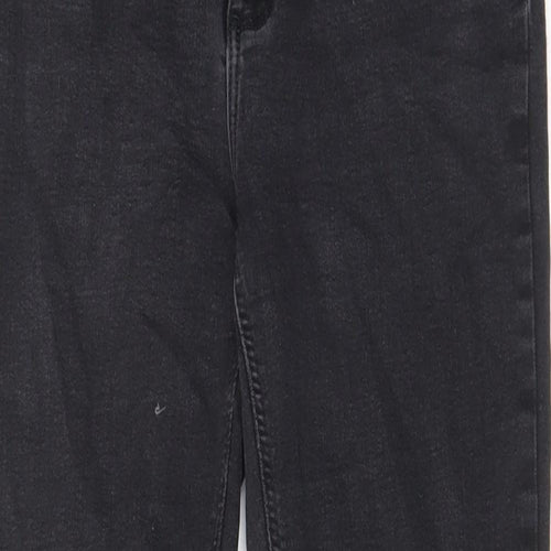 Denim & Co. Womens Black Cotton Skinny Jeans Size 12 L26 in Regular Zip - Open knee