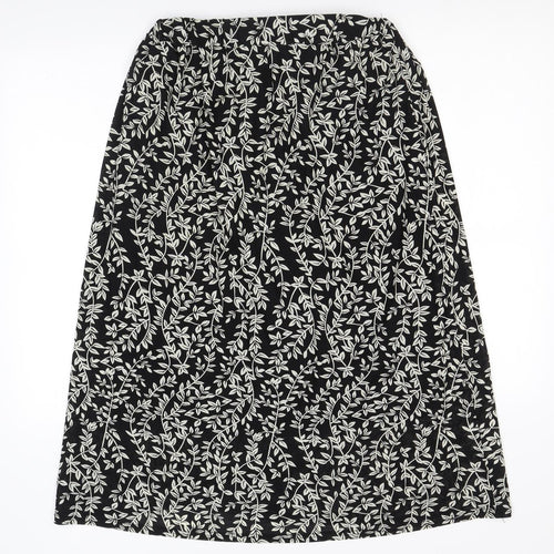 Lofty Manner Womens Black Floral Nylon A-Line Skirt Size M