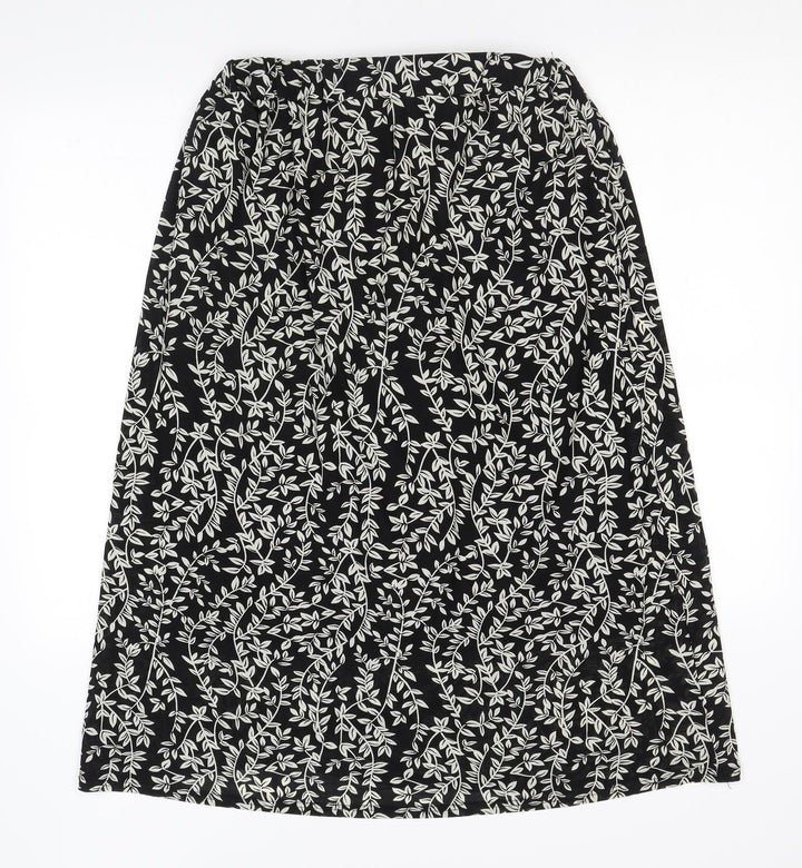 Lofty Manner Womens Black Floral Nylon A-Line Skirt Size M