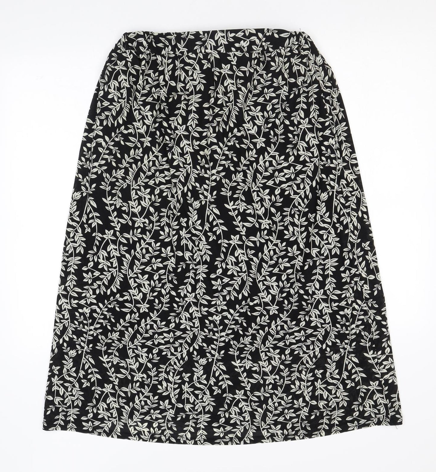 Lofty Manner Womens Black Floral Nylon A-Line Skirt Size M
