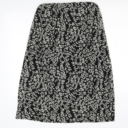 Lofty Manner Womens Black Floral Nylon A-Line Skirt Size M