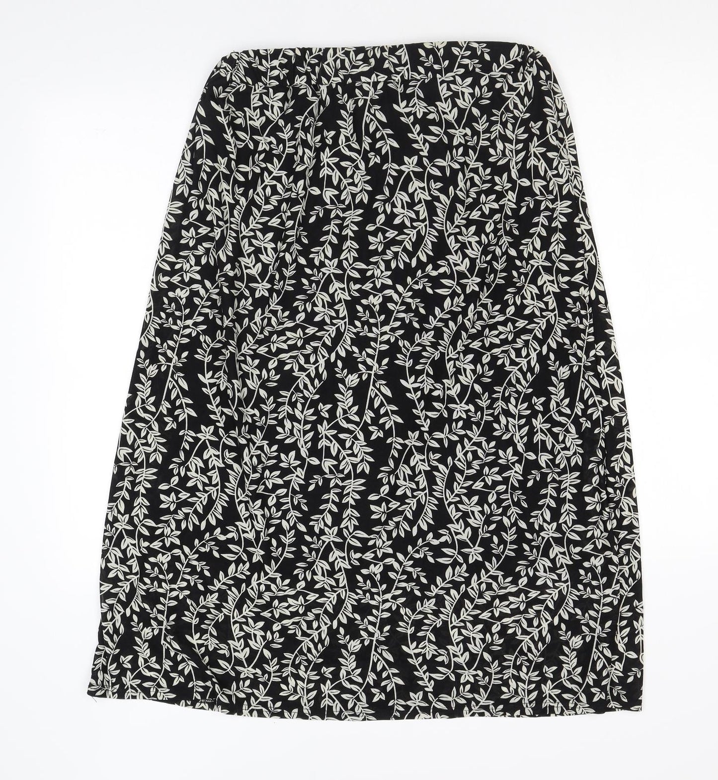 Lofty Manner Womens Black Floral Nylon A-Line Skirt Size M