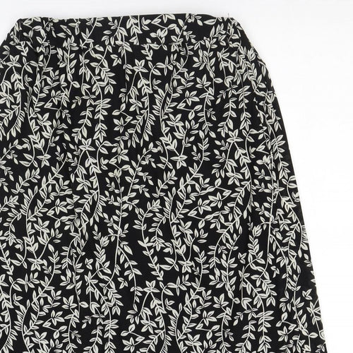 Lofty Manner Womens Black Floral Nylon A-Line Skirt Size M