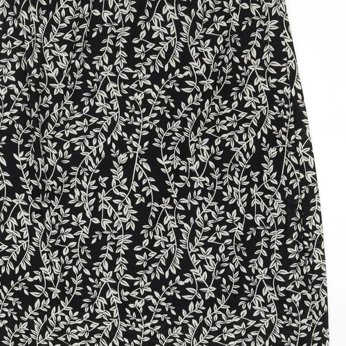 Lofty Manner Womens Black Floral Nylon A-Line Skirt Size M