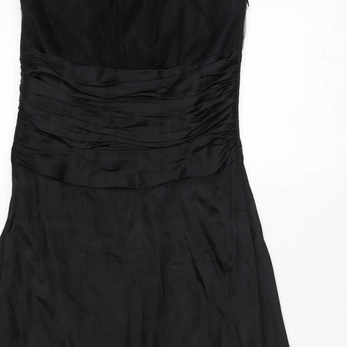 Monsoon Womens Black Polyester A-Line Size 10 Off the Shoulder Zip