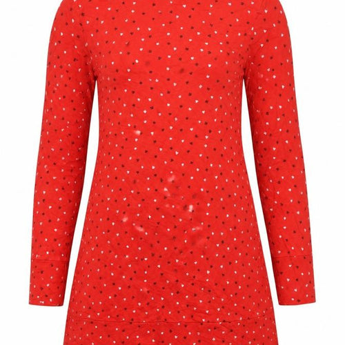 Marks and Spencer Womens Red Geometric Viscose A-Line Size 8 Mock Neck Pullover - Card Suits Print