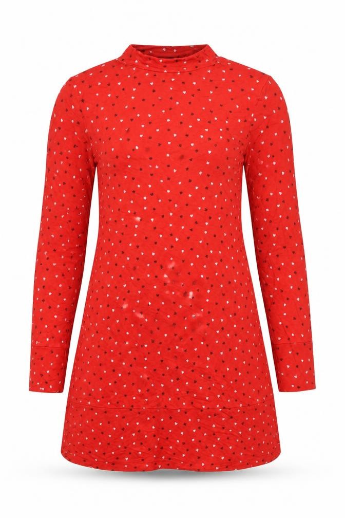 Marks and Spencer Womens Red Geometric Viscose A-Line Size 8 Mock Neck Pullover - Card Suits Print