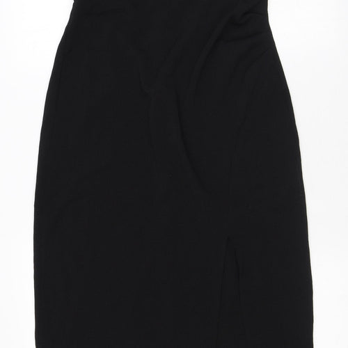 Zara Womens Black Polyester Bodycon Size M Sweetheart Zip - Boned Corset Thigh Slit