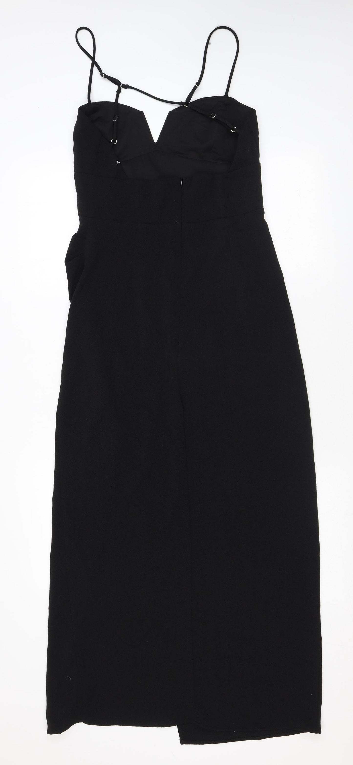 Zara Womens Black Polyester Bodycon Size M Sweetheart Zip - Boned Corset Thigh Slit