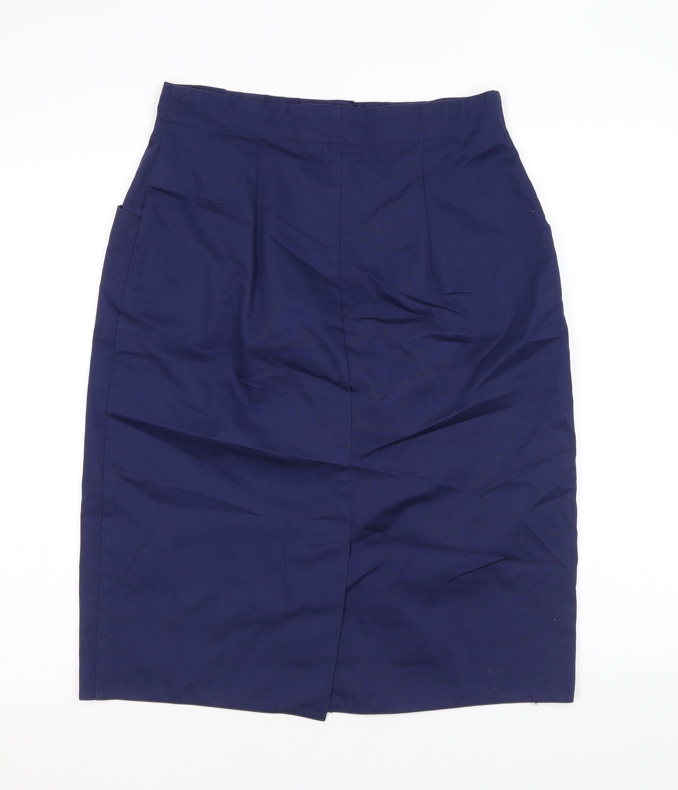 C&A Womens Blue Cotton Straight & Pencil Skirt Size 14 Zip - Buttons