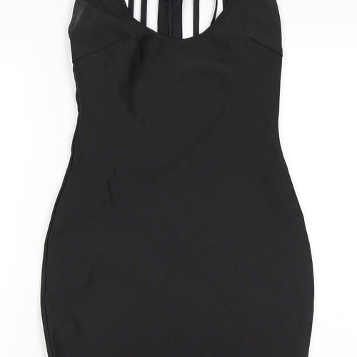 Love & Other Things Womens Black Polyester Bodycon Size S Scoop Neck Zip