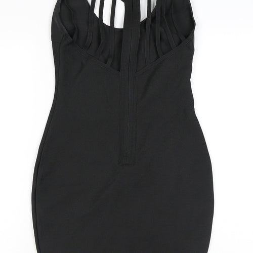 Love & Other Things Womens Black Polyester Bodycon Size S Scoop Neck Zip