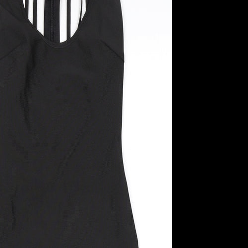 Love & Other Things Womens Black Polyester Bodycon Size S Scoop Neck Zip