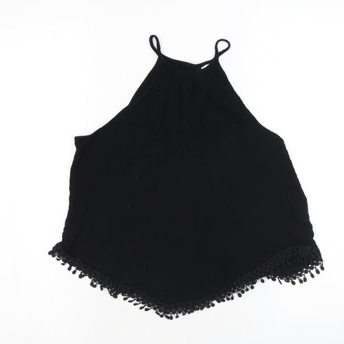 H&M Womens Black Viscose Camisole Tank Size 6 Halter - Tassles