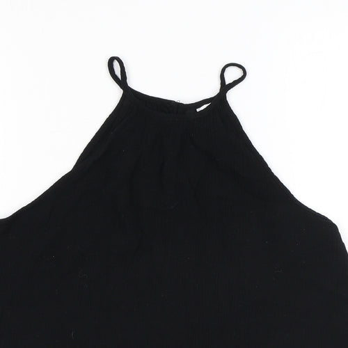 H&M Womens Black Viscose Camisole Tank Size 6 Halter - Tassles
