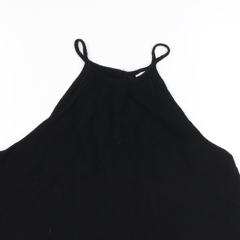 H&M Womens Black Viscose Camisole Tank Size 6 Halter - Tassles