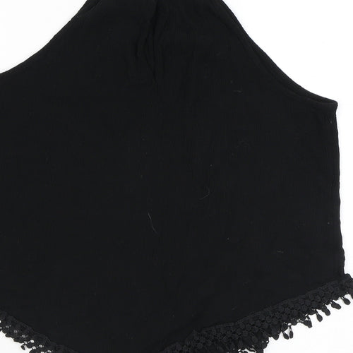 H&M Womens Black Viscose Camisole Tank Size 6 Halter - Tassles