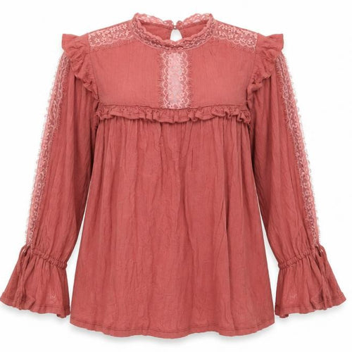ASOS Womens Pink Viscose Tunic Blouse Size 8 Mock Neck - Lace, Ruffles