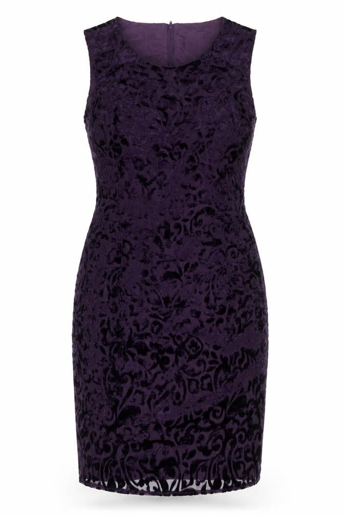 Kaleidoscope Womens Purple Paisley Viscose Pencil Dress Size 12 Scoop Neck Zip