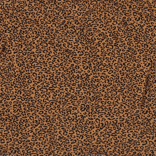 New Look Womens Brown Animal Print Viscose Basic Button-Up Size 12 V-Neck - Leopard Print