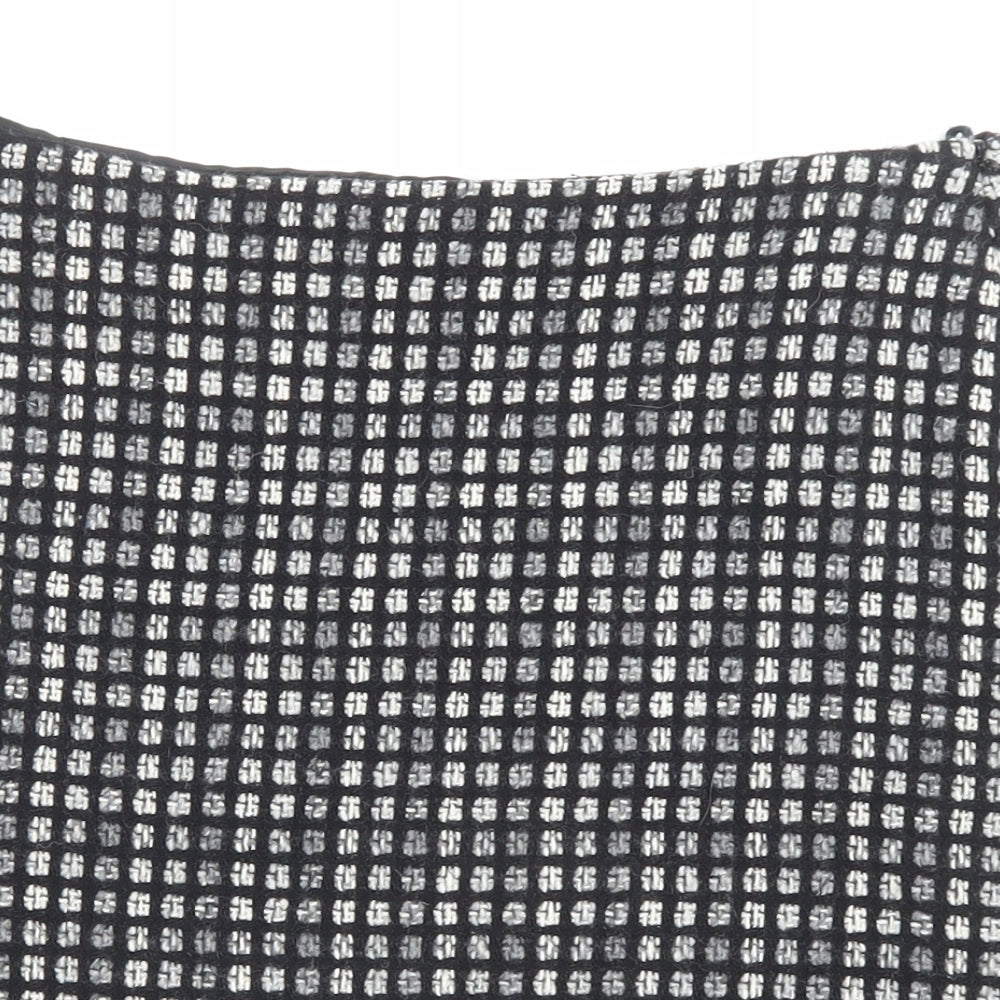 Marks and Spencer Womens Black Geometric Wool A-Line Skirt Size 8 Zip