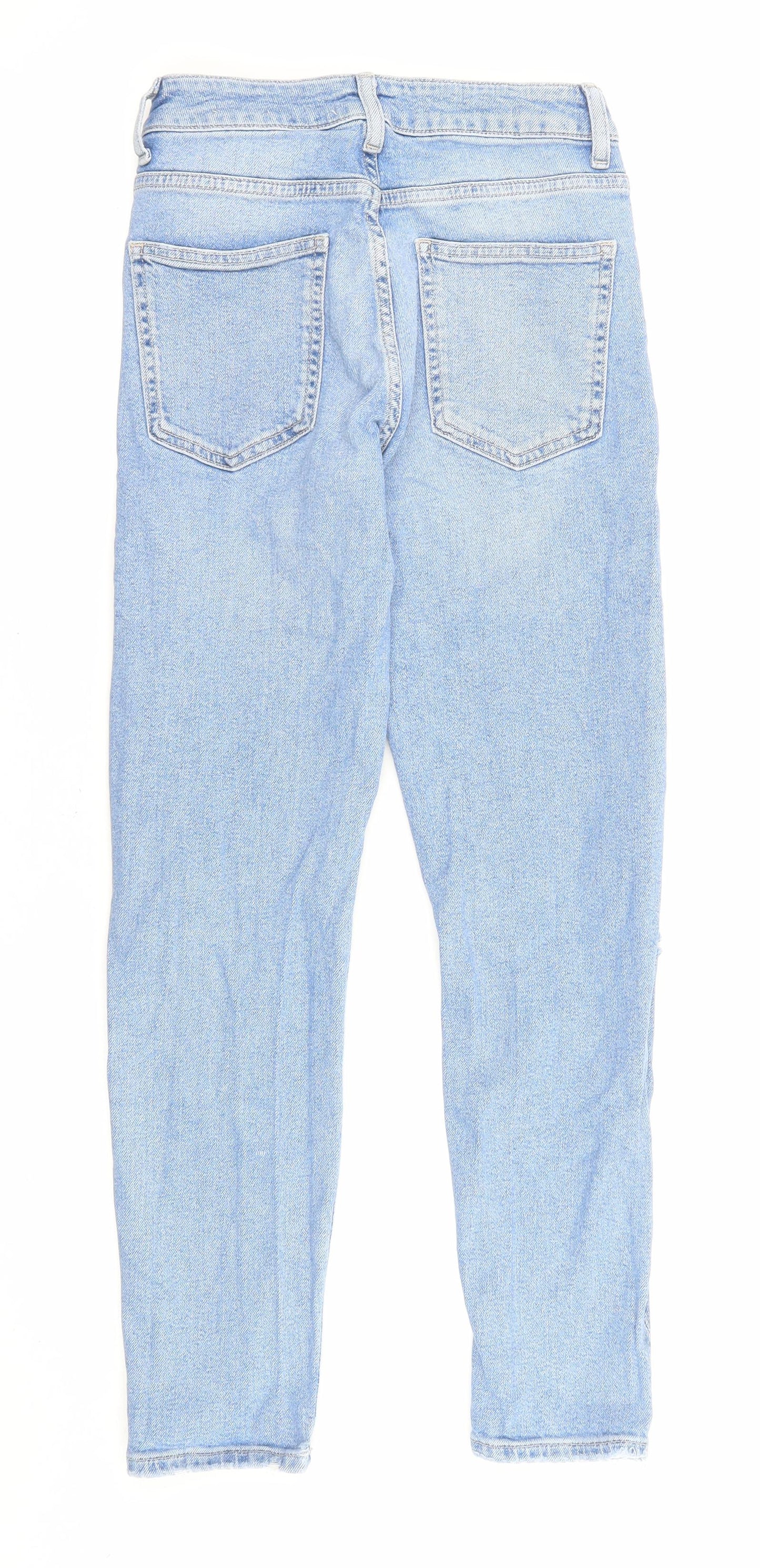 New Look Girls Blue Cotton Skinny Jeans Size 12 Years L26 in Regular Zip - Distressed, Pockets