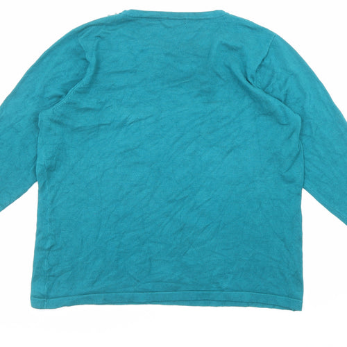 Bonmarché Womens Green Crew Neck Viscose Pullover Jumper Size XL - Embellished Neckline