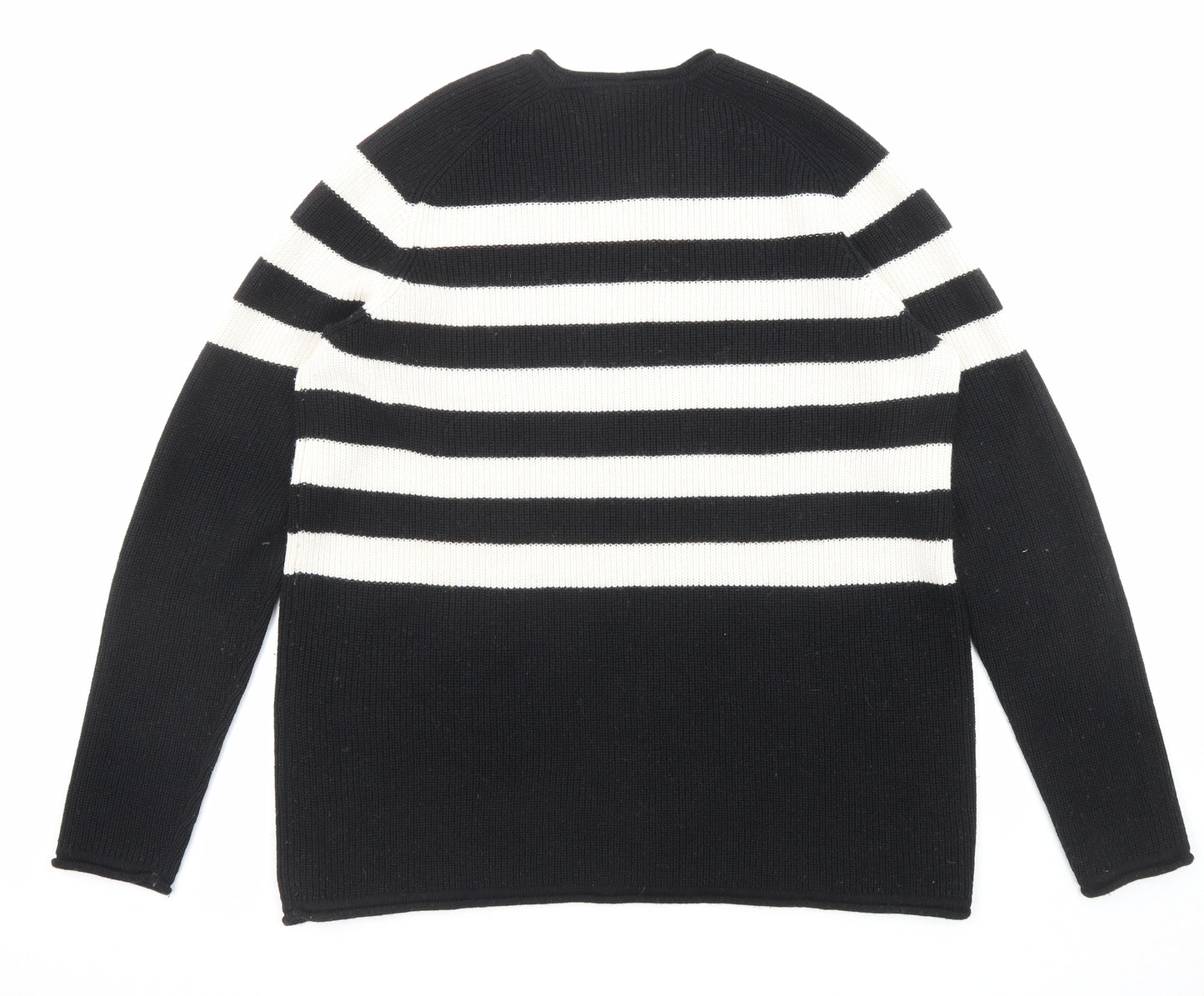 Armani Exchange Womens Black Round Neck Striped Acrylic Pullover Jumper Size XL