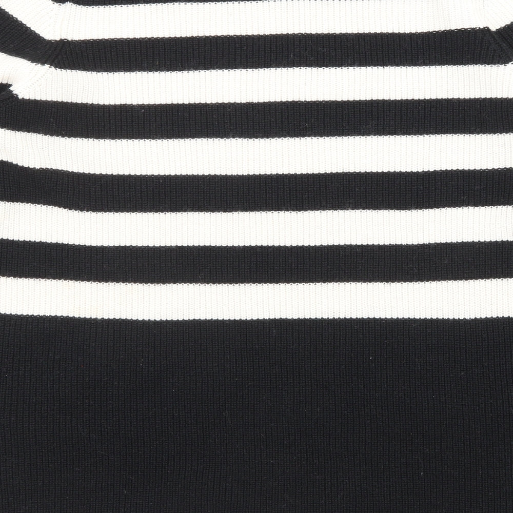 Armani Exchange Womens Black Round Neck Striped Acrylic Pullover Jumper Size XL