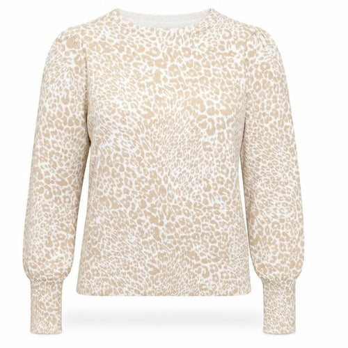 Marks and Spencer Womens Beige Round Neck Animal Print Viscose Pullover Jumper Size M