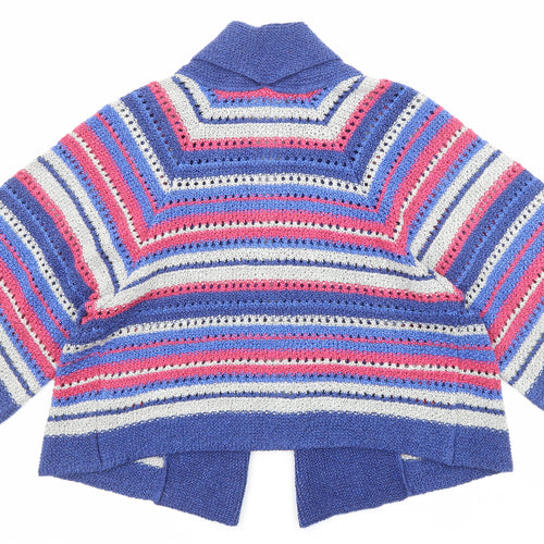 Per Una Womens Multicoloured Collared Striped Acrylic Cardigan Jumper Size M