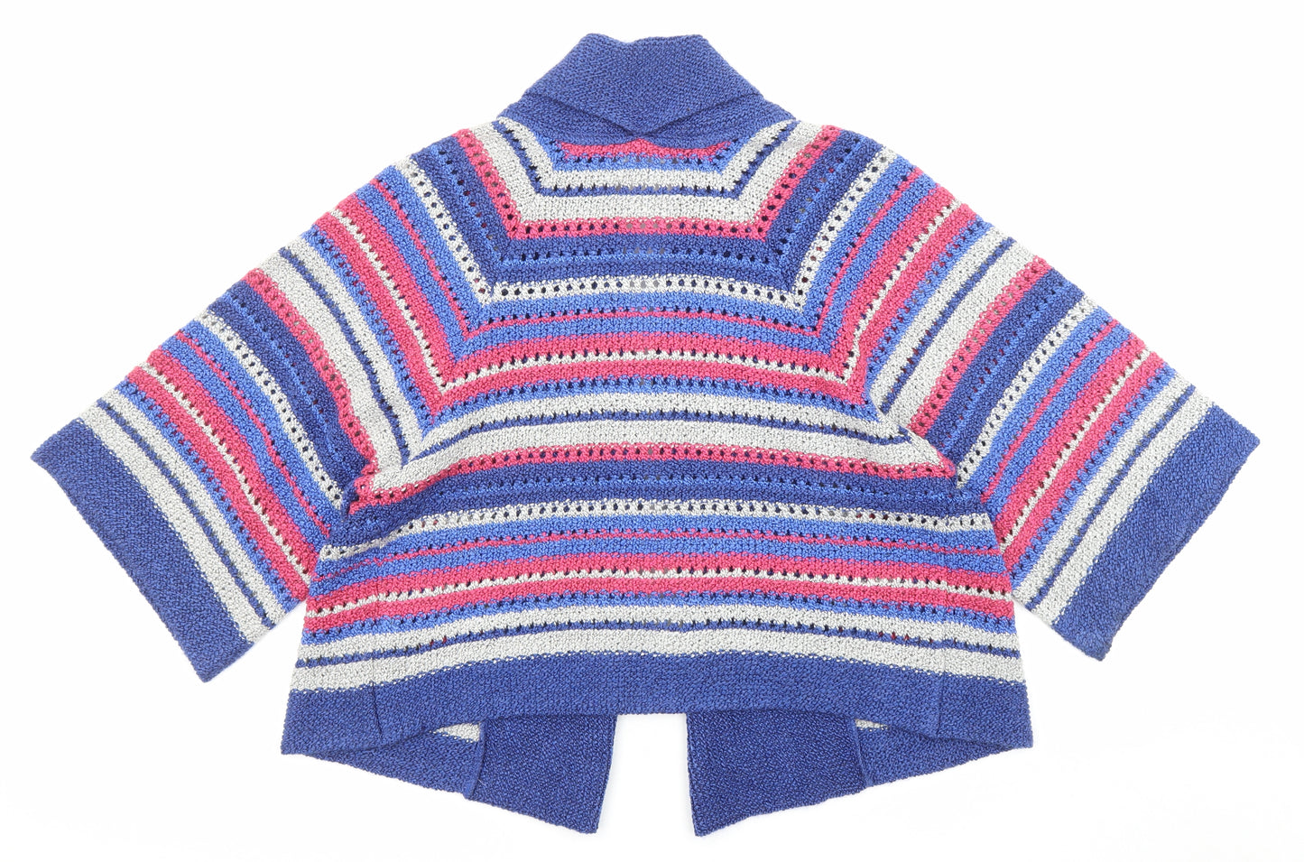 Per Una Womens Multicoloured Collared Striped Acrylic Cardigan Jumper Size M