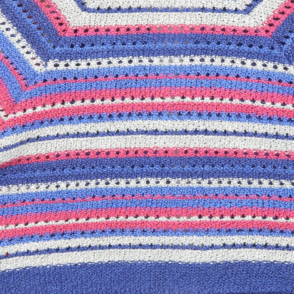 Per Una Womens Multicoloured Collared Striped Acrylic Cardigan Jumper Size M