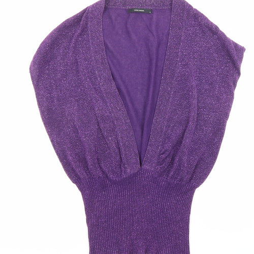 VERO MODA Womens Purple V-Neck Polyester Pullover Jumper Size M - Glitter
