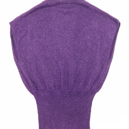 VERO MODA Womens Purple V-Neck Polyester Pullover Jumper Size M - Glitter