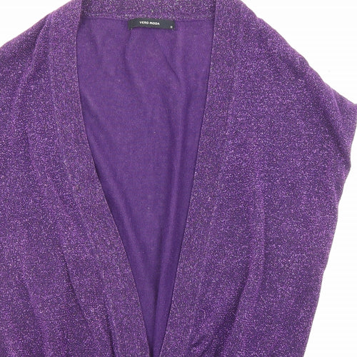 VERO MODA Womens Purple V-Neck Polyester Pullover Jumper Size M - Glitter