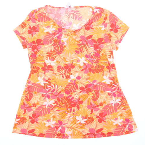 Julipa Womens Multicoloured Floral Polyester Basic Blouse Size 16 Boat Neck
