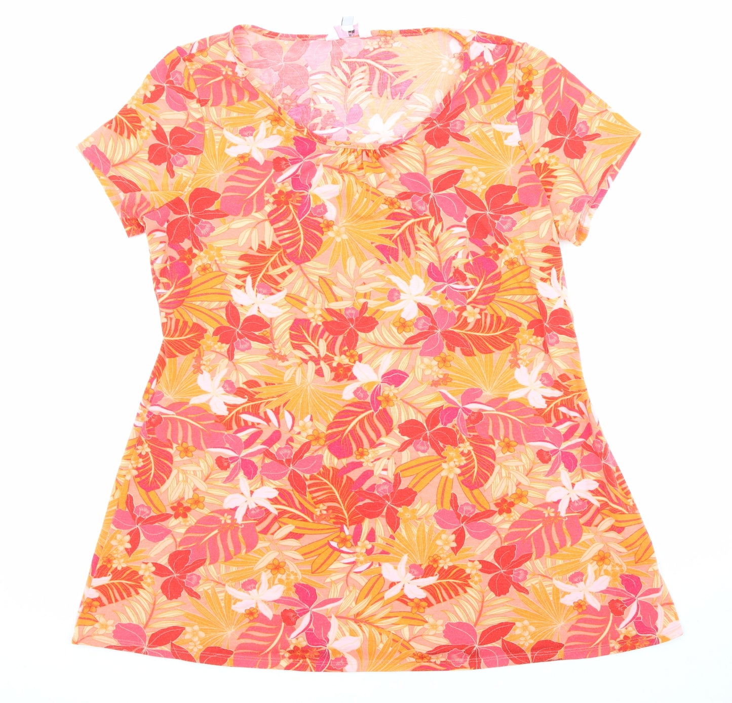 Julipa Womens Multicoloured Floral Polyester Basic Blouse Size 16 Boat Neck