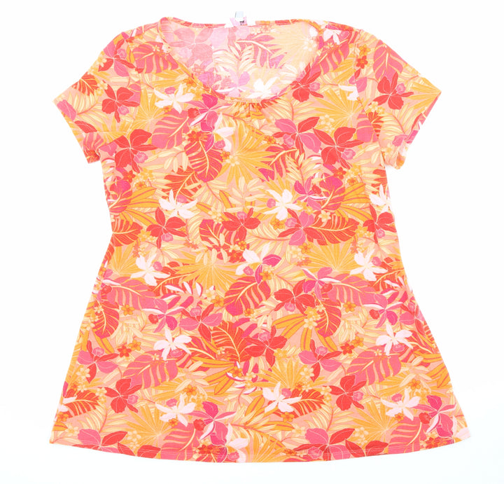 Julipa Womens Multicoloured Floral Polyester Basic Blouse Size 16 Boat Neck
