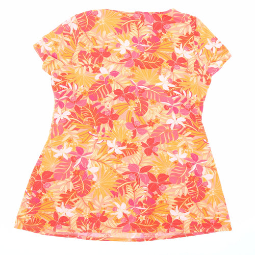 Julipa Womens Multicoloured Floral Polyester Basic Blouse Size 16 Boat Neck