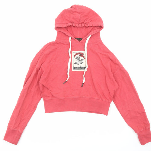 Urban Revivo Womens Red Cotton Pullover Hoodie Size 8 Drawstring - World Tour