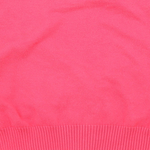 New Look Womens Pink V-Neck Cotton Pullover Jumper Size 12 - Balloon sleeves