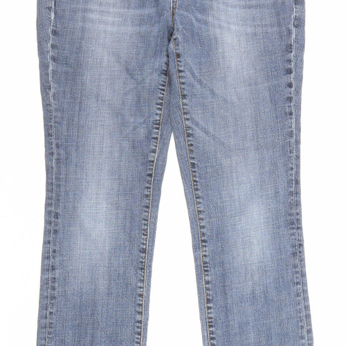 White Stuff Womens Blue Cotton Straight Jeans Size 14 L28 in Regular Zip - Pockets