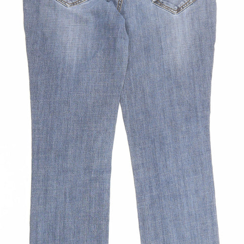 White Stuff Womens Blue Cotton Straight Jeans Size 14 L28 in Regular Zip - Pockets