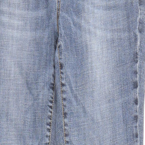 White Stuff Womens Blue Cotton Straight Jeans Size 14 L28 in Regular Zip - Pockets