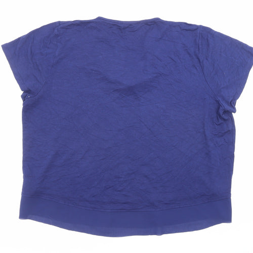 Marks and Spencer Womens Blue Polyester Basic T-Shirt Size 16 Cowl Neck