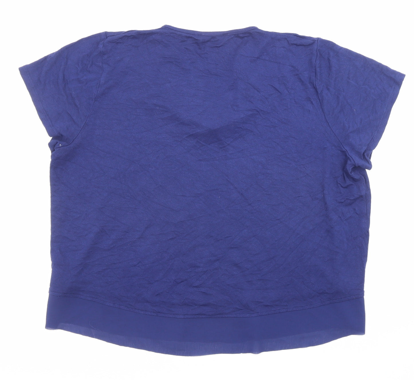 Marks and Spencer Womens Blue Polyester Basic T-Shirt Size 16 Cowl Neck