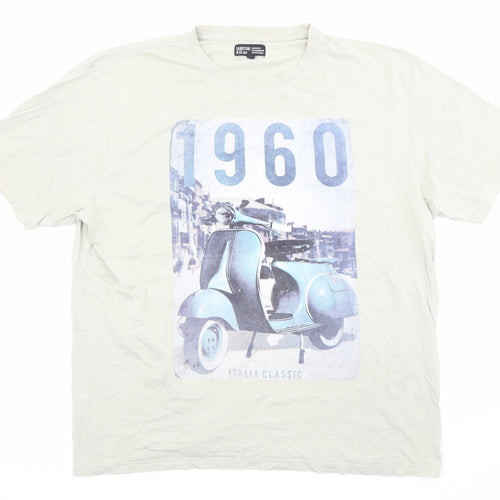 Sandstone & Co Mens Green Cotton T-Shirt Size XL Round Neck - 1960, Italia Classic, Moped