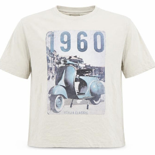 Sandstone & Co Mens Green Cotton T-Shirt Size XL Round Neck - 1960, Italia Classic, Moped